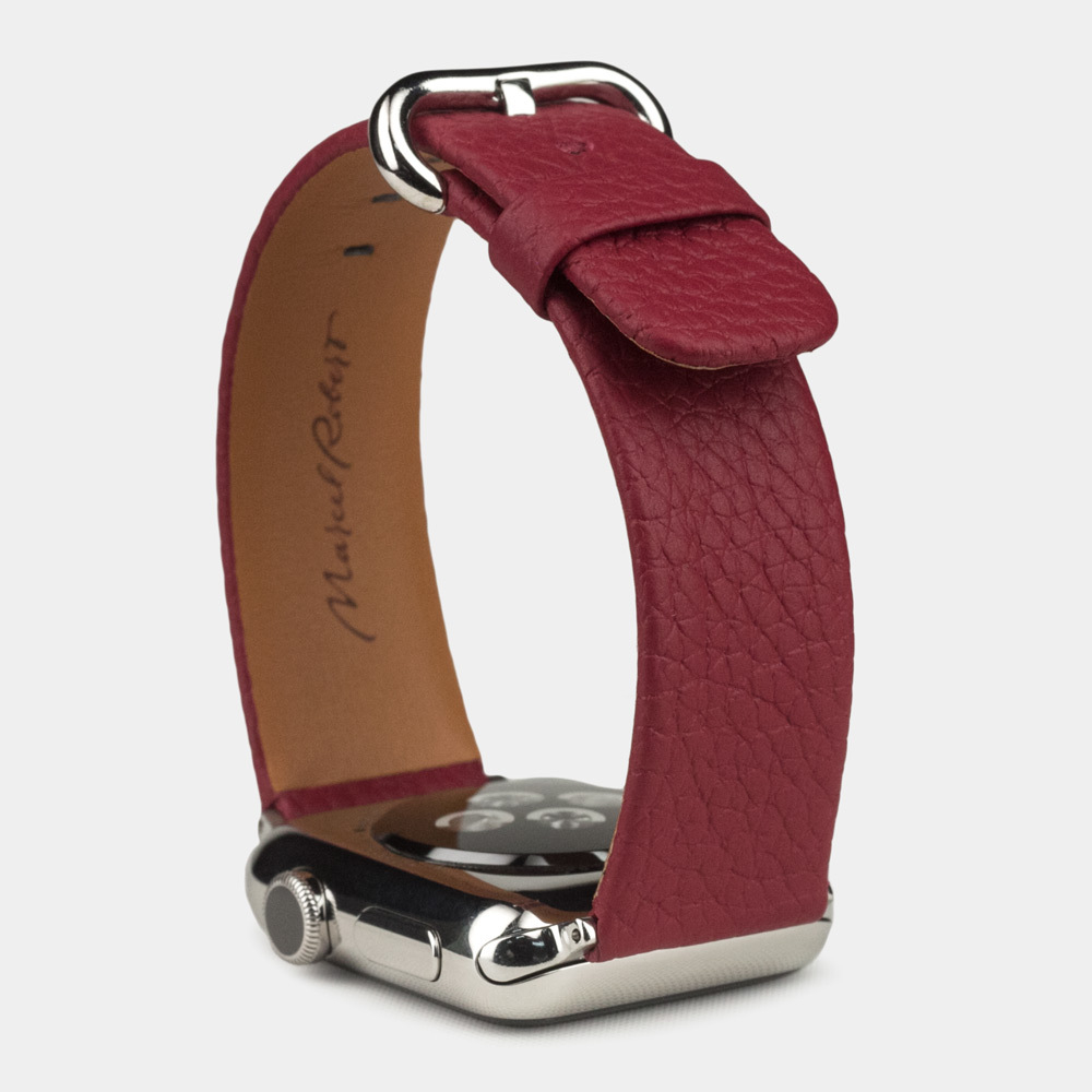 Ремешок для Apple Watch 44/45/46 mm из кожи теленка, вишневого цвета