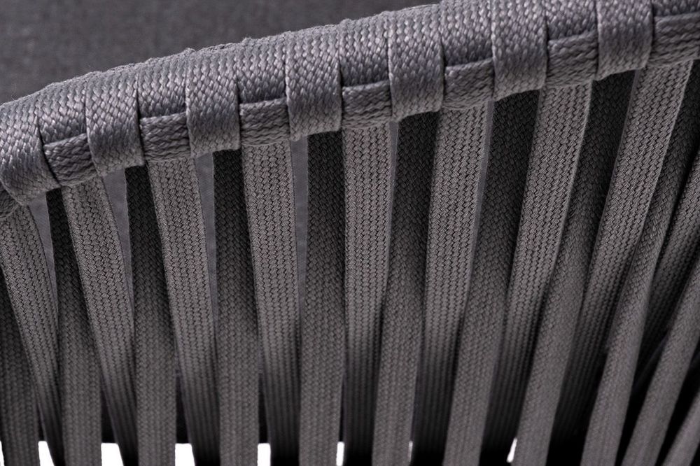 "Бордо" стул плетеный из роупа, каркас алюминий темно-серый (RAL7024) муар, роуп серый 15мм, ткань темно-серая 027