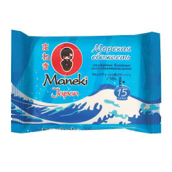 Салфетки влажные антибактериальные "Морская Свежесть" 15 шт Maneki Kaiteki