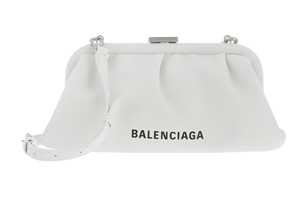 Balenciaga Calfskin One Shoulder Crossbody Clutch Women"s White