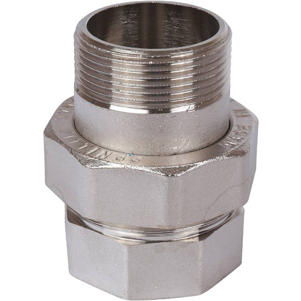 Соединение быстроразъемое (американка) STOUT - 1"1/2 (ВР/НР, латунь никелированая, плоск.уплотнение)