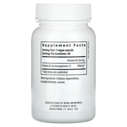 Vital Nutrients, Витамин K2-7`` 60 веганских капсул
