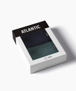 Мужские трусы шорты удлиненные Atlantic, набор 2 шт., хлопок, зелёный лес + темно-синие, 2MH-173