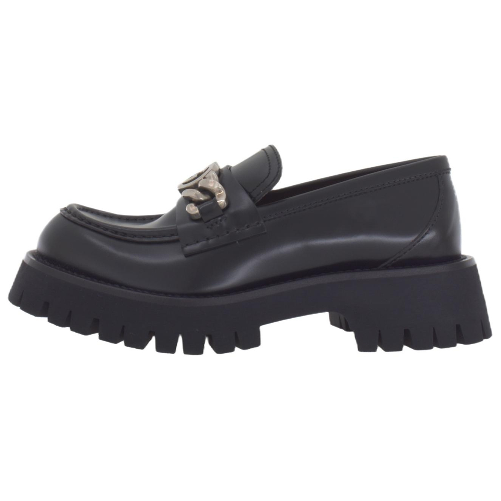 GUCCI Interlocking G-chain Leather Loafers