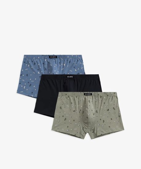 Трусы мужские боксеры (3шт), Atlantic 3MH-188,светлый хаки + черный + голубой
