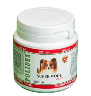POLIDEX "Супер Вул Плюс" улучшает состояния кожи, шерсти и когтей у щенков и собак мелких и средних пород