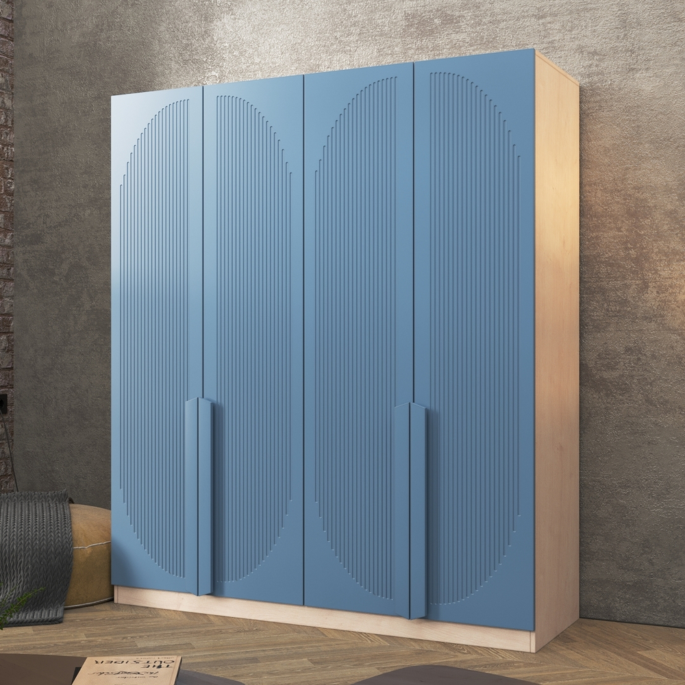 Шкаф Агератум МДФ четырехсекционный Сапфир структурный (0,3) G4018-62A матовая - Дуб молочный 8622  210*50*220