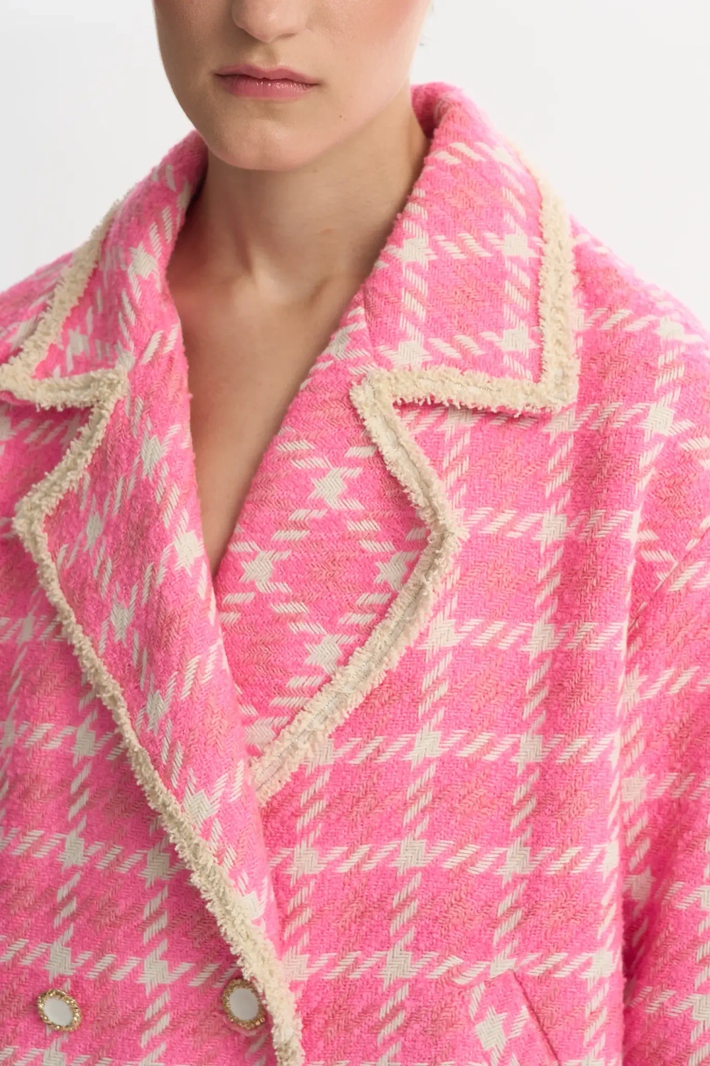 Двубортный жакет-бомбер розовый