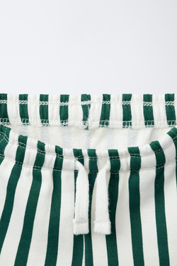 ZARA ШОРТЫ ИЗ МЯГКОГО ДЖЕРСИ В ПОЛОСКУ, ЗЕЛЕНЫЙ