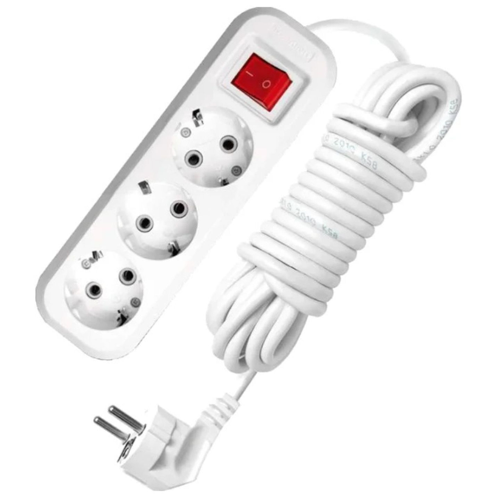 Удлинитель бытовой 3 гн, 3 м, ПВС, 3х1 мм², с/з, выкл, UNIVersal, S-303, 9631986