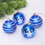 Новогодние шары 6 см (набор 4 шт) «Снежная дымка», Синий