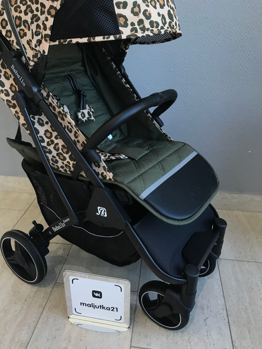 Коляска прогулочная Babalo 2024 Леопардовый текстиль на черной раме