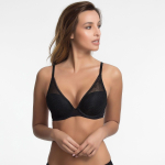 Бюстгальтер с гладкими формованными чашками и кружевом (Размер: 70F) (Цвет: черный)