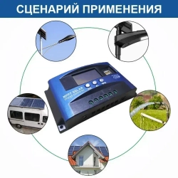 MPPT Контроллер заряда солнечной батареи,100A Dual USB ЖК-дисплей 12В/24В,Регулятор зарядного устройства панели солнечных батарей с нагрузкой