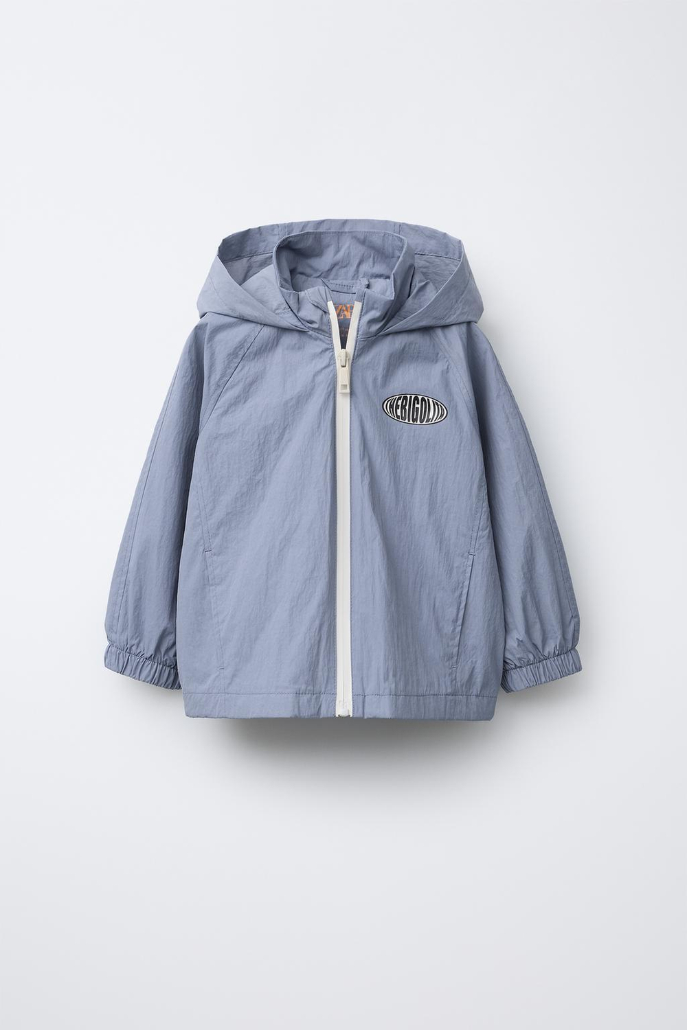 ZARA ДОЖДЕВИК WATER REPELLENT С КАПЮШОНОМ, ВЫЦВЕТШИЙ СИНИЙ