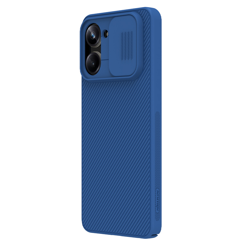 Чехол синего цвета от Nillkin серия CamShield Case для смартфона Realme 10 Pro 5G, с защитной шторкой для задней камеры