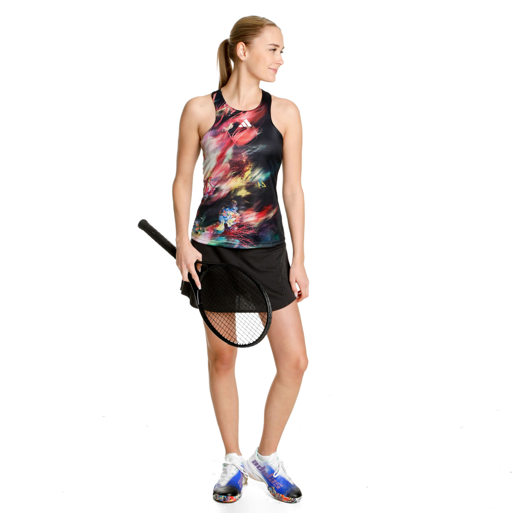 Женская теннисная майка adidas Melbourne Y- Tank Top Women - Black, Multicoloured