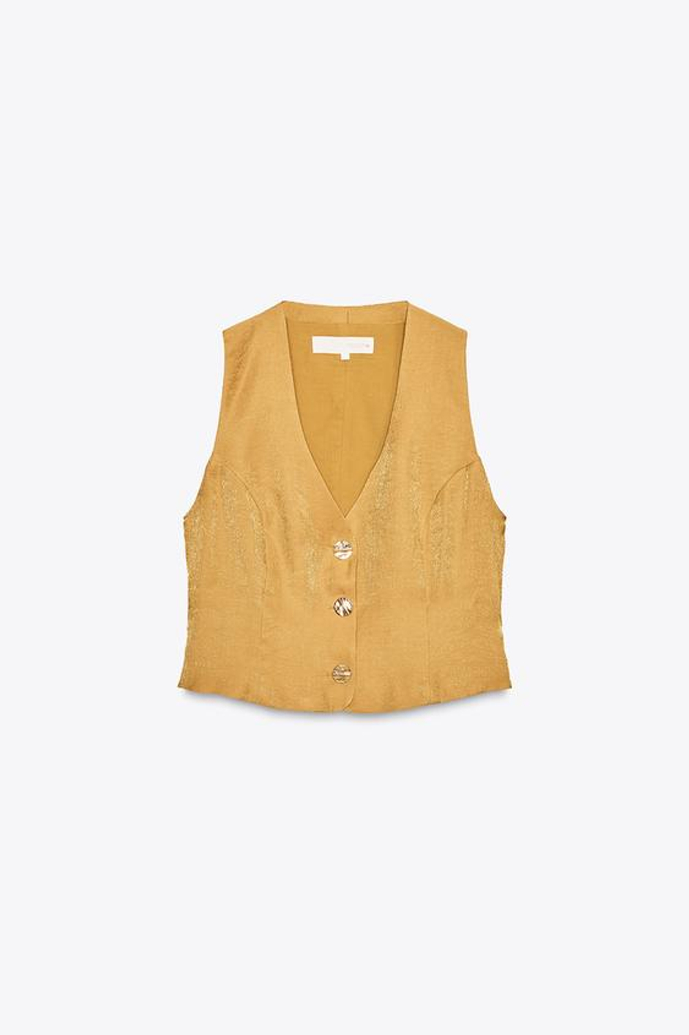 ZARA АТЛАСНЫЙ ТОП С ЗОЛОТИСТЫМИ ПУГОВИЦАМИ, ЗОЛОТИСТЫЙ