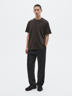 Massimo Dutti Футболка из 100% хлопка, шоколадно-коричневый