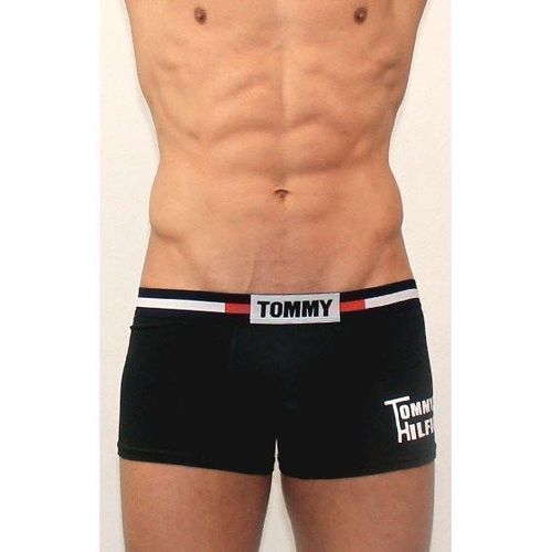 Мужские трусы боксеры черные с синей резинкой Tommy Hilfiger Black