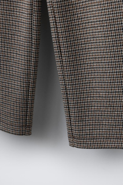 ZARA БРЮКИ WIDE LEG ЖАККАРД С ПУГОВИЦАМИ, КОРИЧНЕВЫЙ