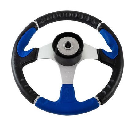 Рулевое колесо ORION обод черносиний, спицы серебряные д. 355 мм