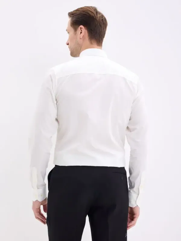 Рубашка на высокий рост LONG SLIM FIT с длинным рукавом, молочная