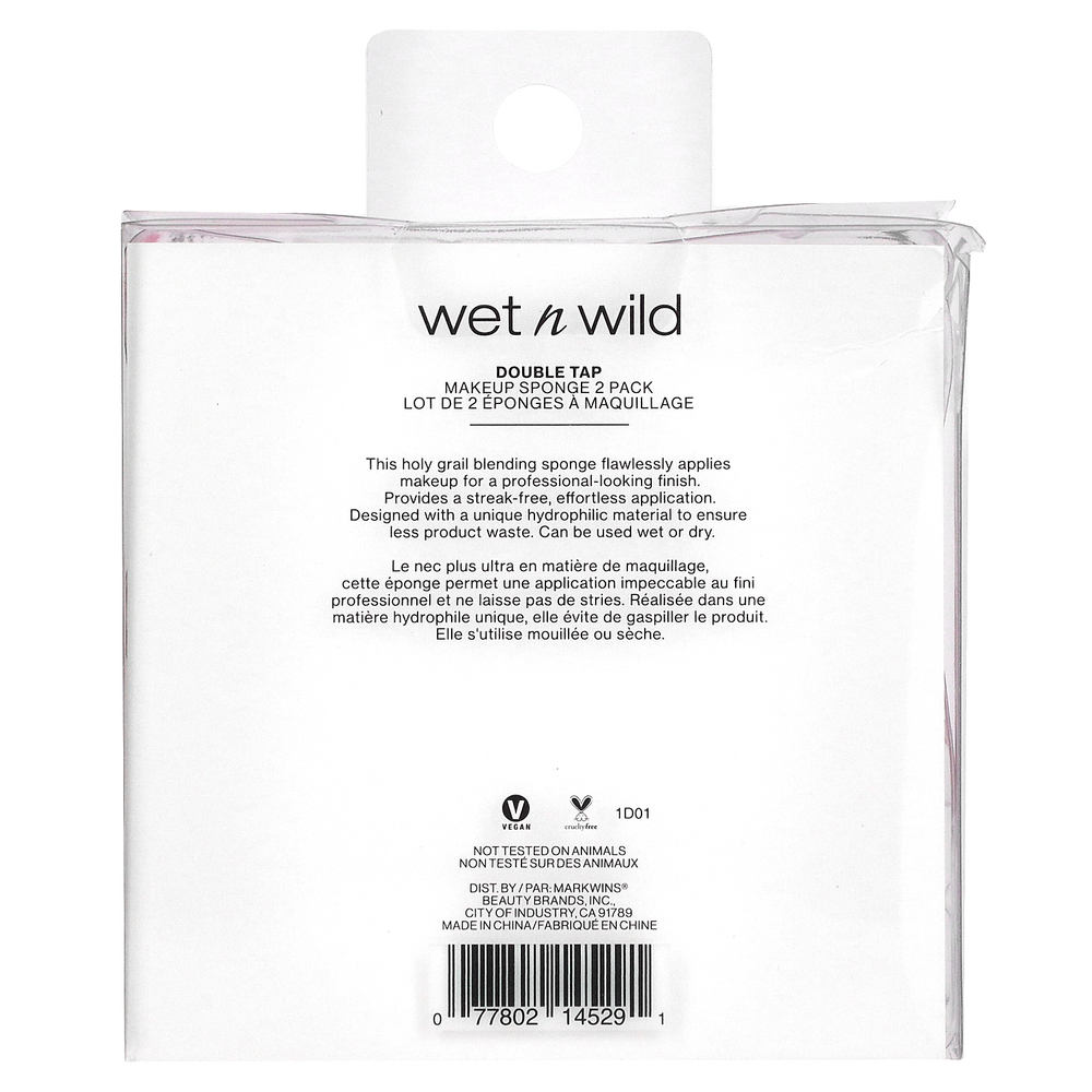 wet n wild, Губка для макияжа, двойное нажатие, розовая, 2 шт. В упаковке