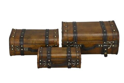 Набор из 3-х декоративных чемоданов коричн. 25x14x10/30x20x13/35x26x16см + 3/4см ручк