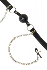 Кляп с зажимами на соски Party Hard Gratitude (Цвет: черный)