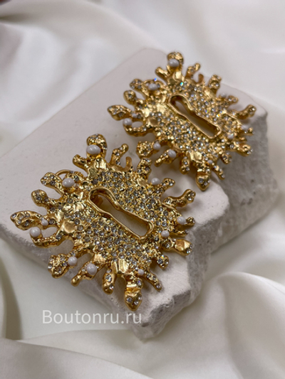 Серьги Скиапар. золотые с замочной скважиной со стразами