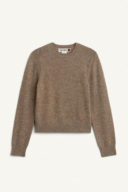 ZARA СВИТЕР С КРУГЛЫМ ВЫРЕЗОМ, СВЕТЛО-КОРИЧНЕВЫЙ