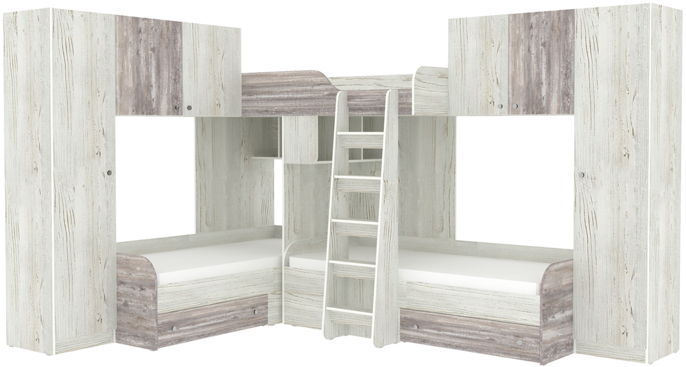 Трехместная кровать КарИВи Трио 3 Винтерберг Бетон