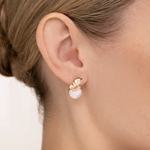 Серьги «Утренняя симфония» с английским замком из красного золота с перламутром и фианитами