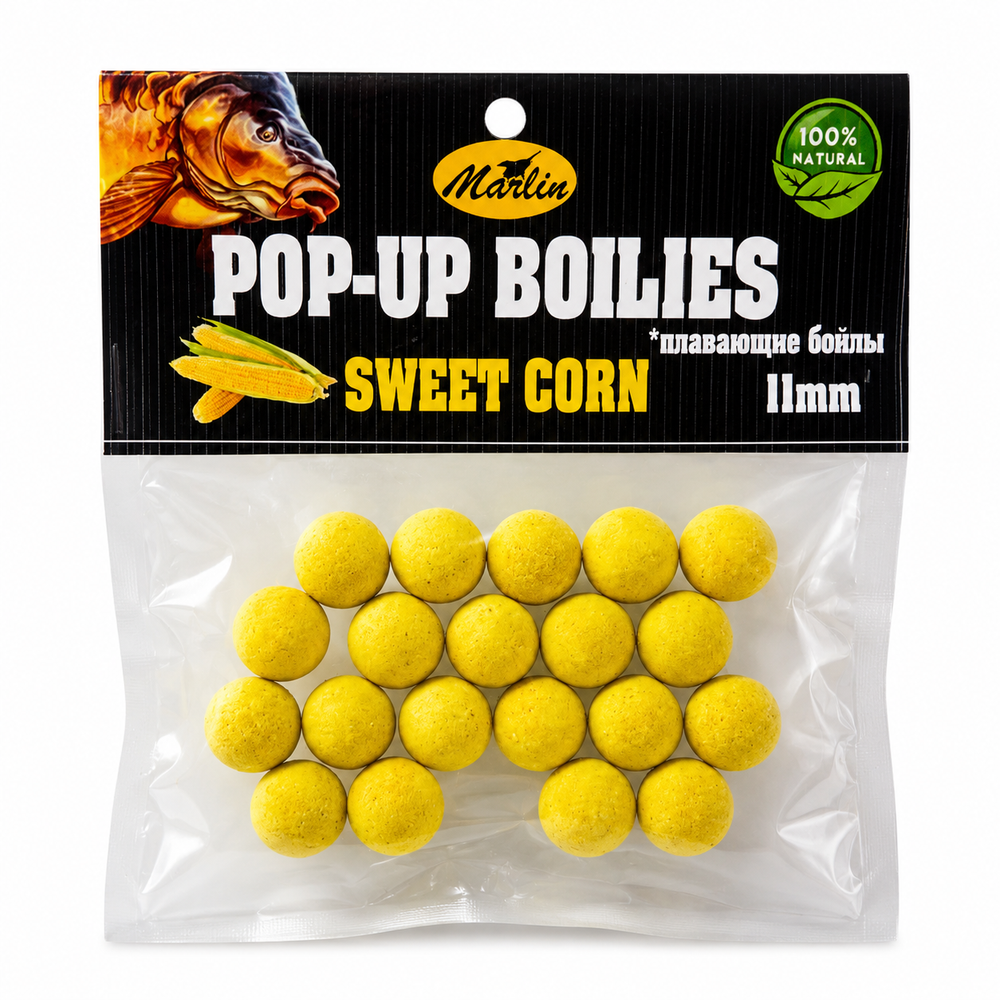 Бойлы Насадочные Плавающие "POP-UPS" в пакете №11 (20гр). Кукуруза