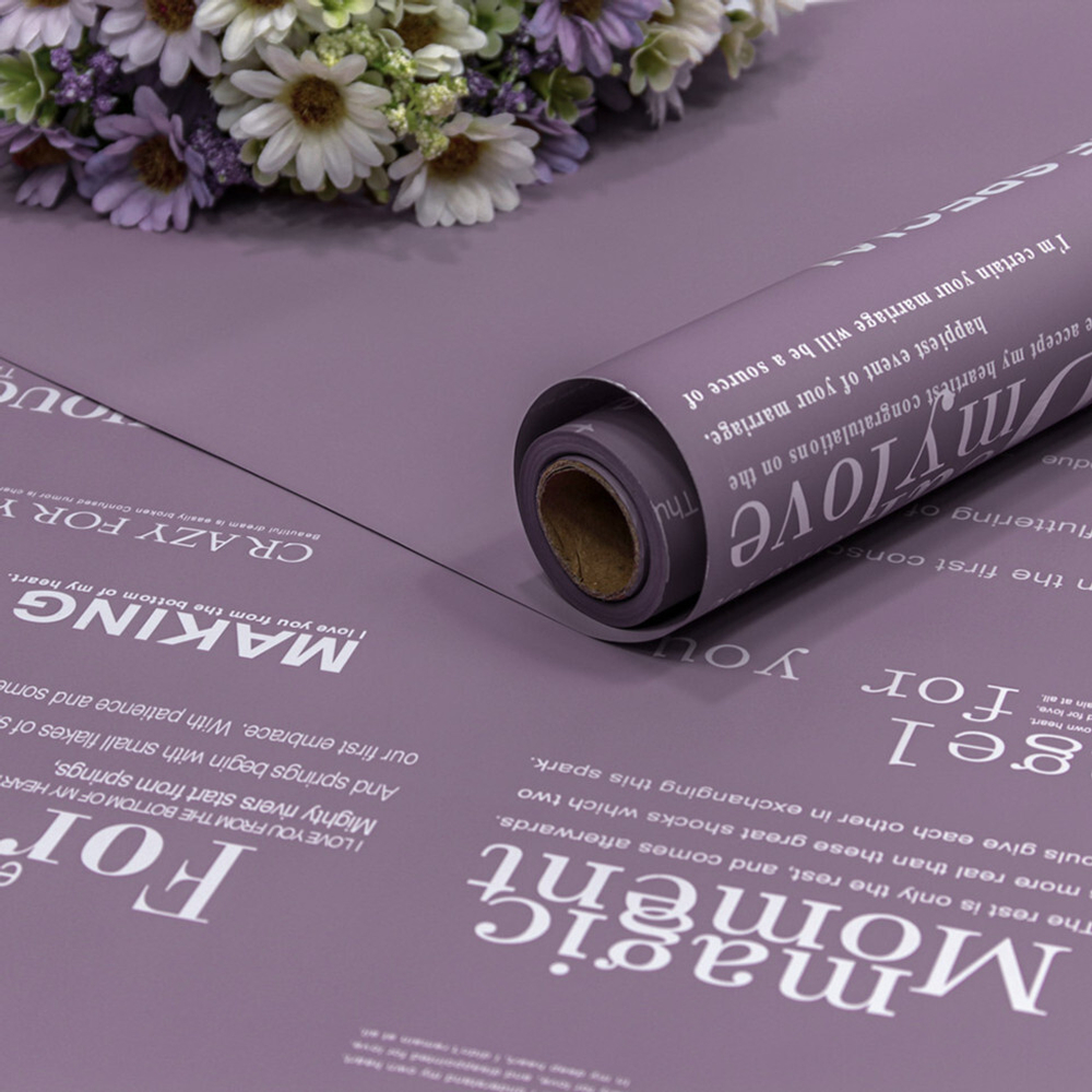 Пленка В рулоне 10 м х 58 см с печатью (Серый, Фиолетовый)