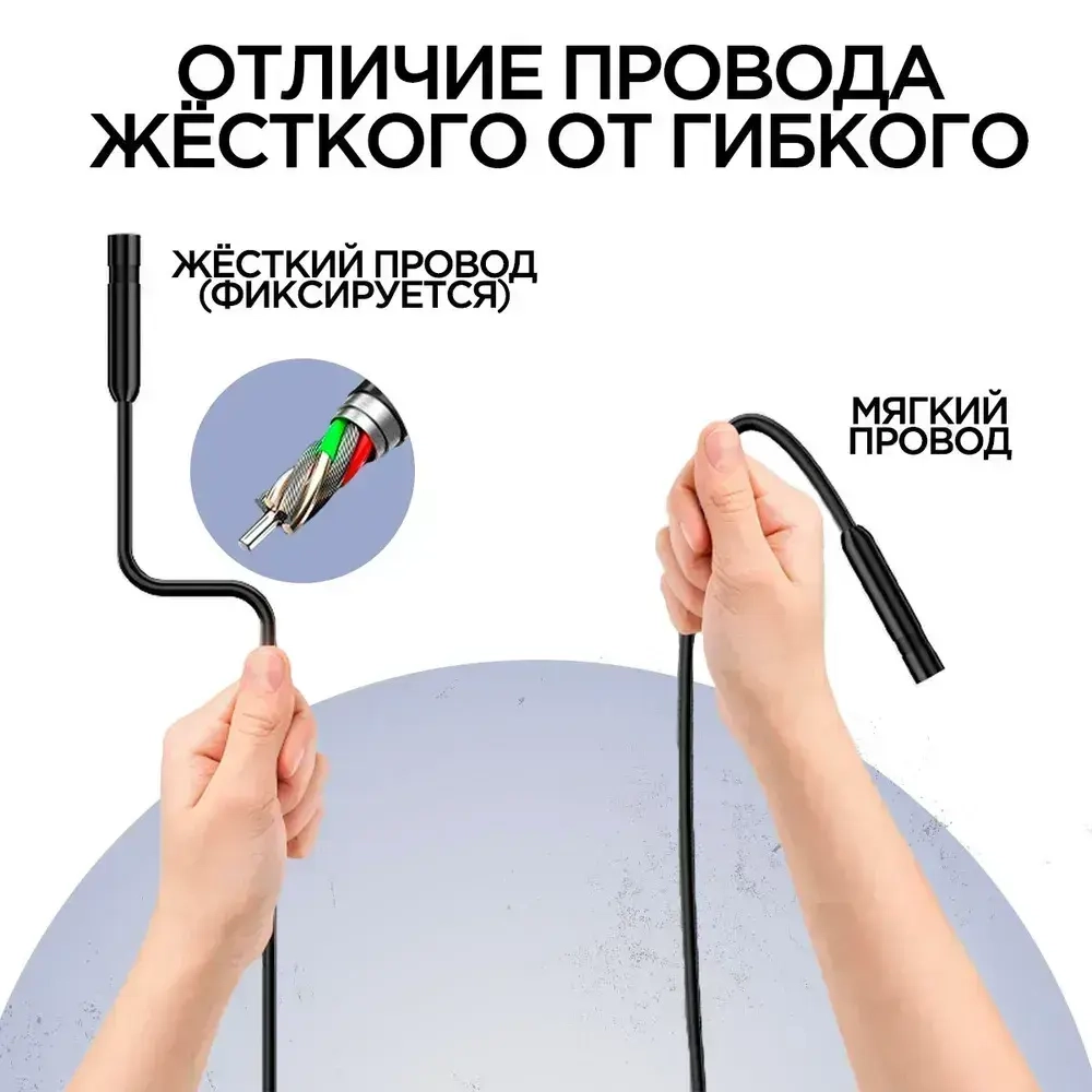 Эндоскоп для смартфона автомобильный водонепроницаемый, жесткий провод, 5,5 мм камера, видеокамера с подсветкой USB для смартфона Android, MAC, для PC,Type-C 2 метра