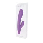 Фиолетовый вибратор с клиторальным пальчиком TINY RABBIT SILICONE - 15 см. (Цвет: фиолетовый)