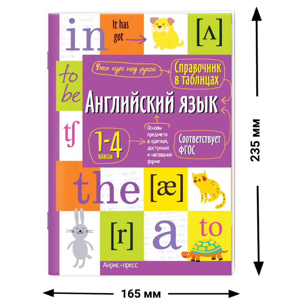 Справочник в таблицах "Английский язык. 1-4 класс", 16х23,5 см, 48 стр., АЙРИС-ПРЕСС, 27544