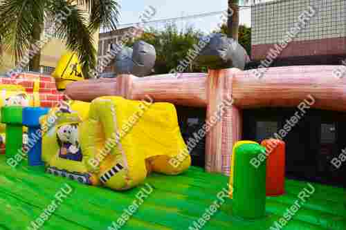 Коммерческий надувной батут "Строители 2" 10*8*5