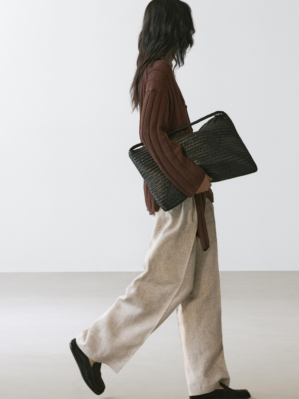 Massimo Dutti Брюки из льна, бежевый