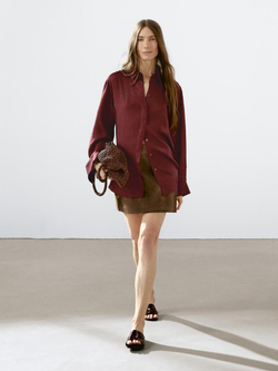 Massimo Dutti Струящаяся рубашка с длинными рукавами, вишнево-красный