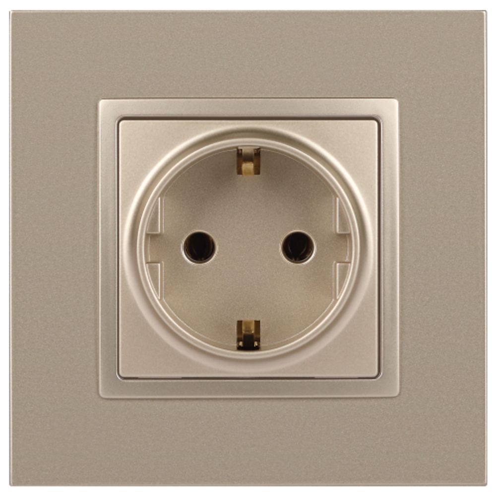 14-2101-04 ЭРА Розетка 2P+E Schuko, 16A-250В, IP20, Эра Elegance, шампань