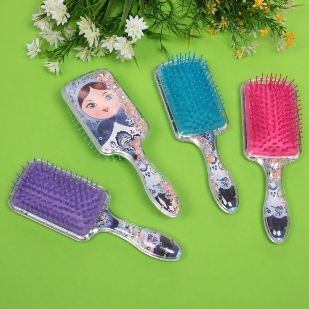 Расческа массажная детская «Russkaya krasa», Красавица, микс 4 цвета, на подвесе, 20*6см