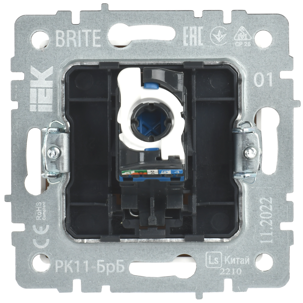 BRITE Розетка компьютерная RJ45 кат.6 РК11-БрБ белый IEK