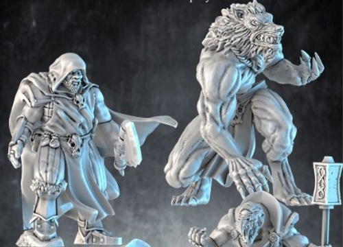 Grand Alliance Chaos Creatures of Chaos Skin Wolves Северянин Оборотень миниатюра для dnd, днд, pathfinder, фентези, Настольная игра, НРИ, Варгейм, РПГ