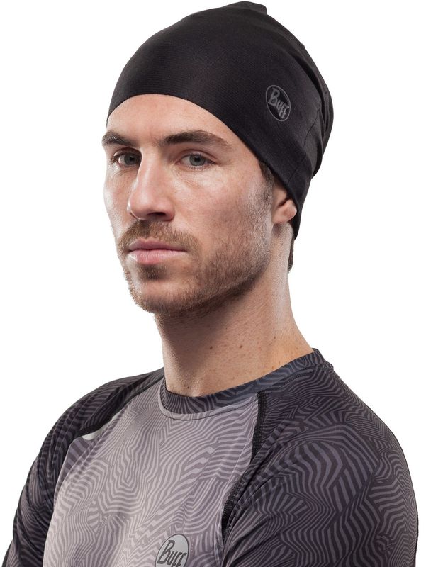 Широкая спортивная повязка на голову Buff Headband Wide CoolNet Solid Black Фото 2