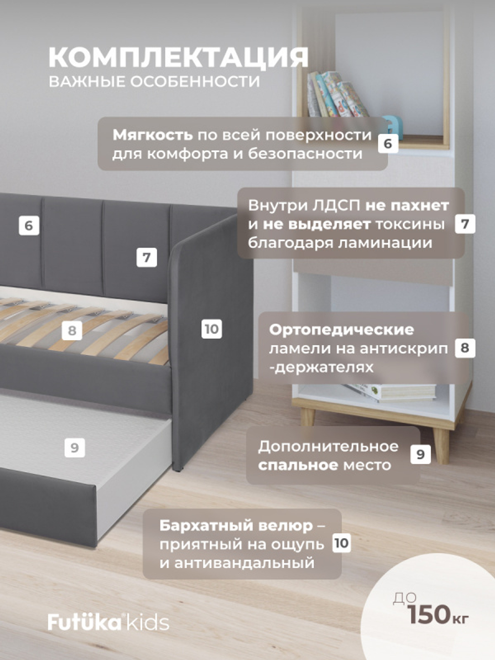 Диван - кровать 160х80 см Stitch ткань Микровелюр