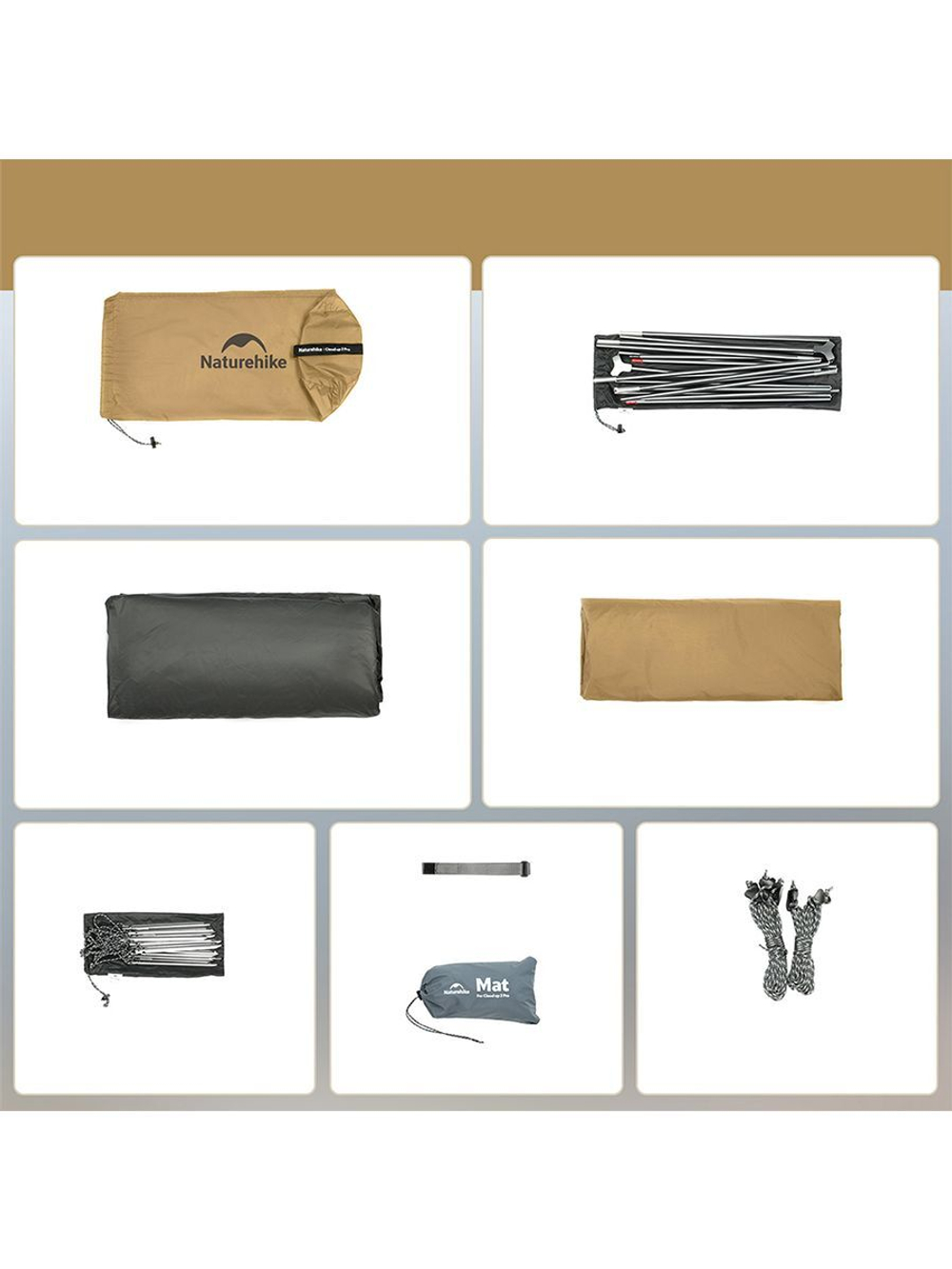 Палатка туристическая Naturehike Сloud Up Pro CNK2350WS020 двухместная, коричневая, 6976507662550