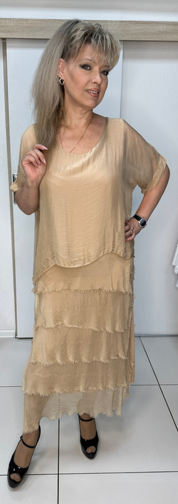 Итальянское платье с шифоновой "рванкой" цвета золота